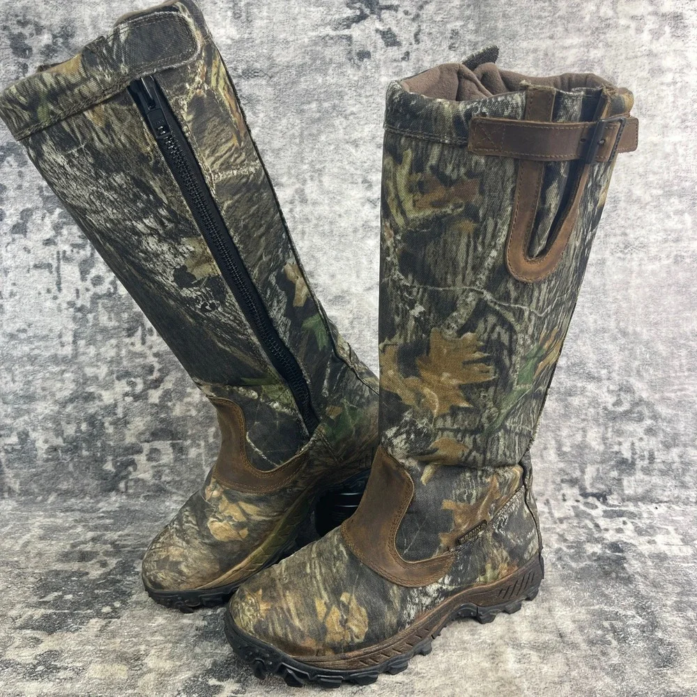 Rocky Mens 9 M Mossy Oak Breakup Country Camo Waterproof Snake Boots
